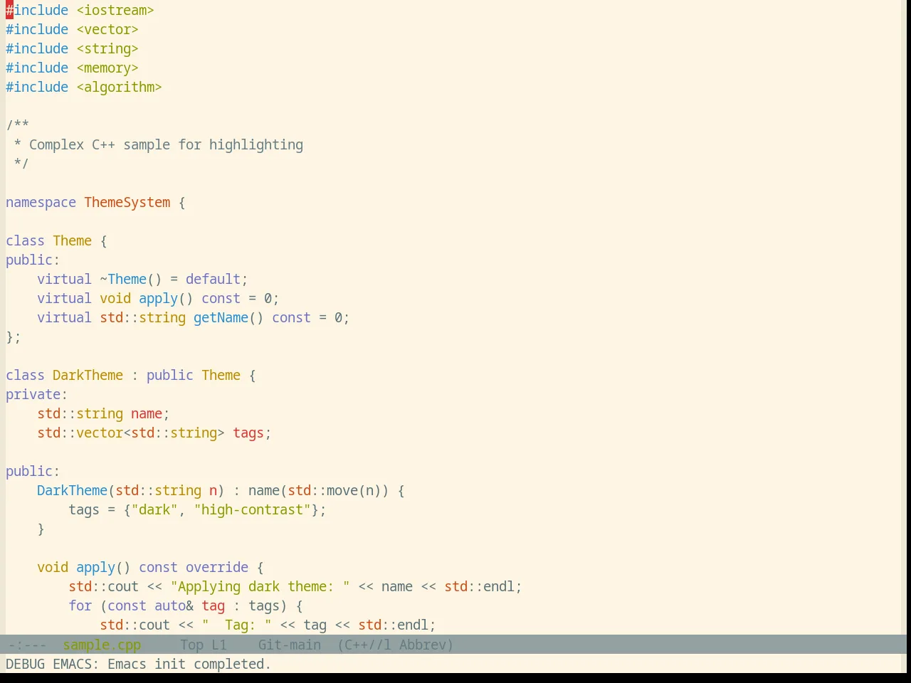 Base16 Solarized Light Theme in c++-mode