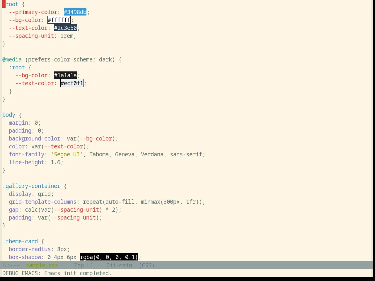 Base16 Solarized Light Theme in css-mode