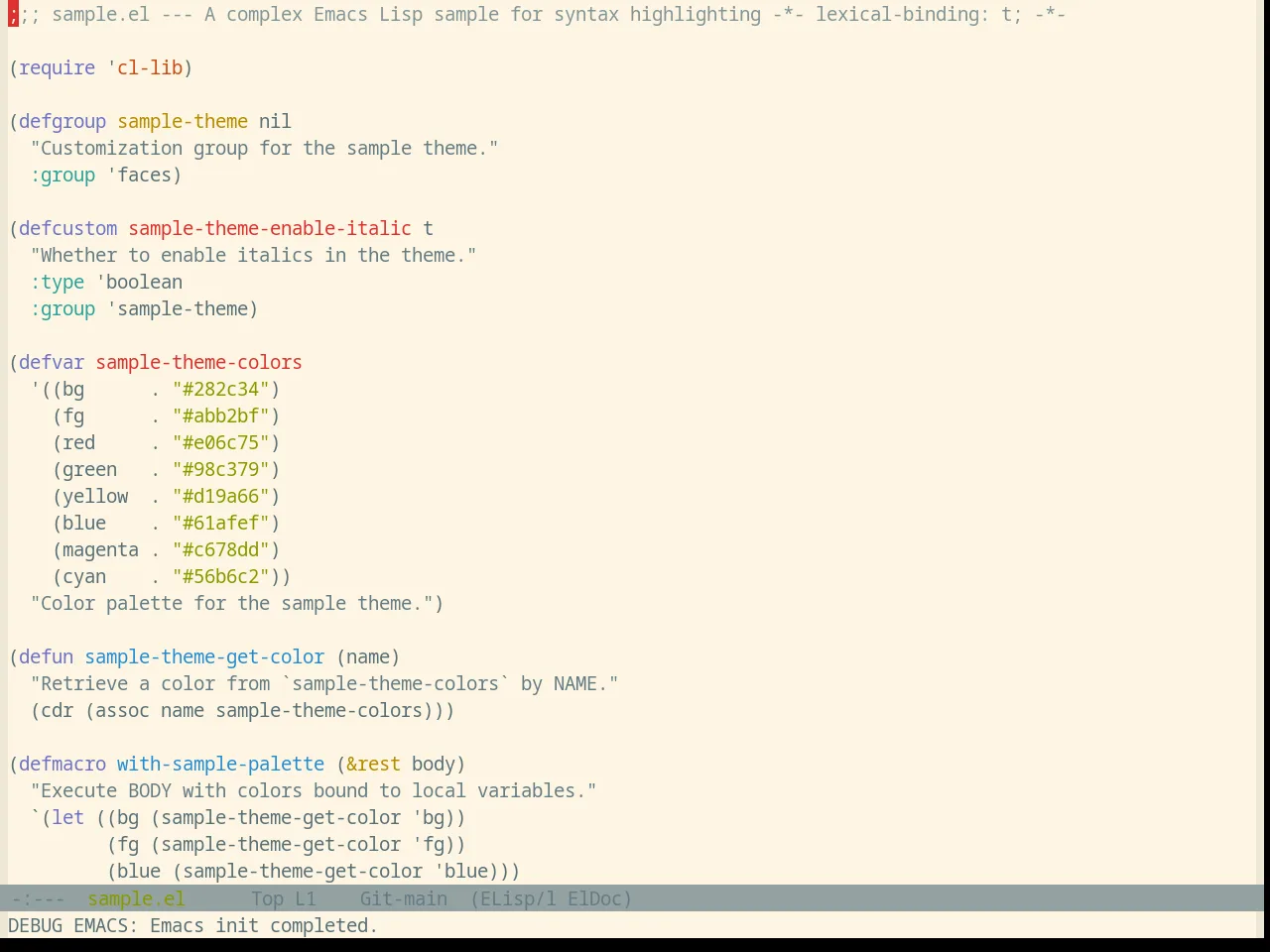 Base16 Solarized Light Theme in emacs-lisp-mode