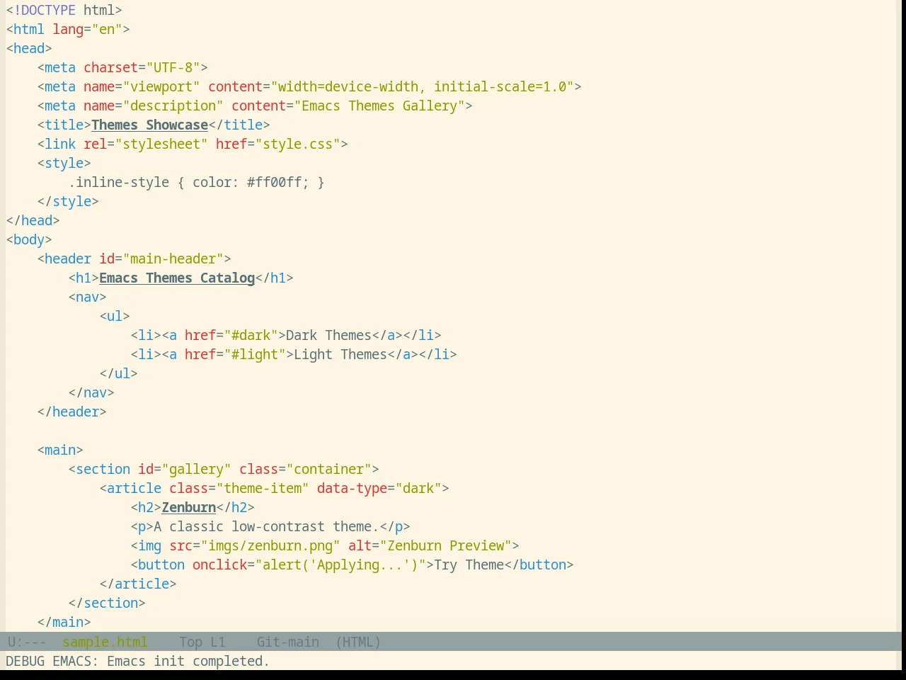 Base16 Solarized Light Theme in html-mode