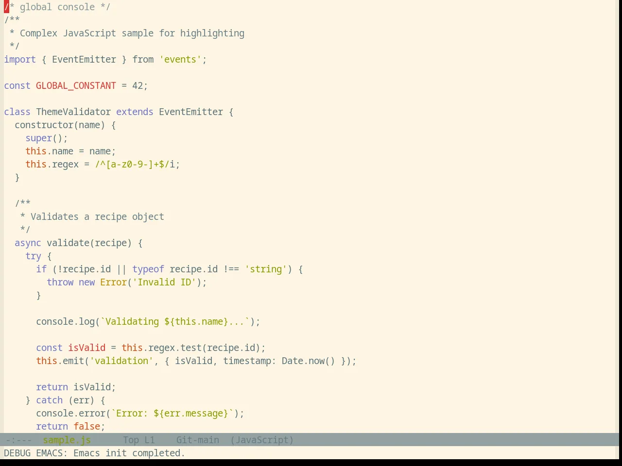 Base16 Solarized Light Theme in javascript-mode