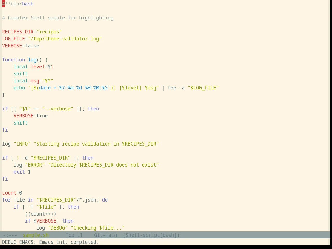 Base16 Solarized Light Theme in sh-mode