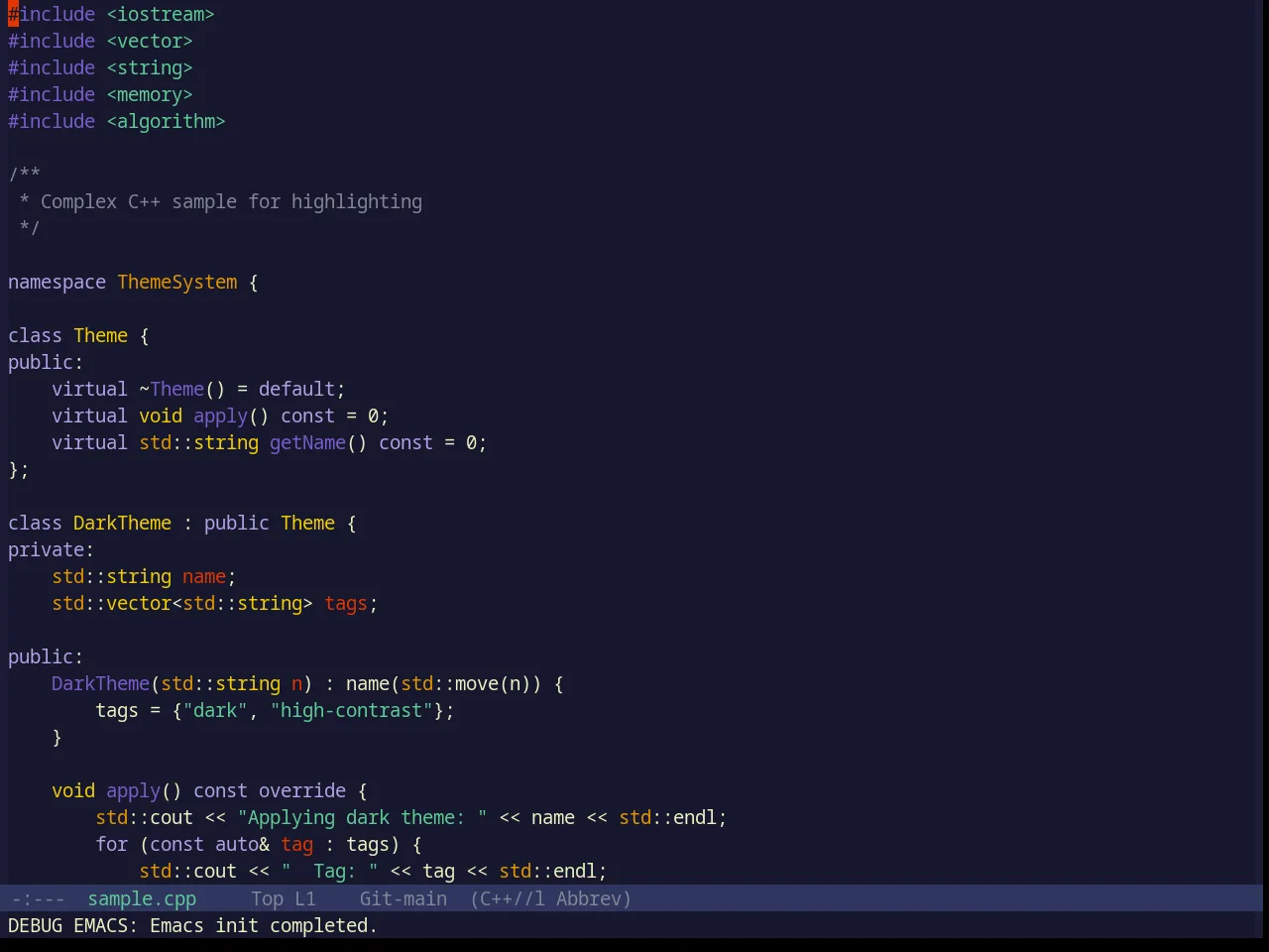 Base16 Spaceduck Theme in c++-mode