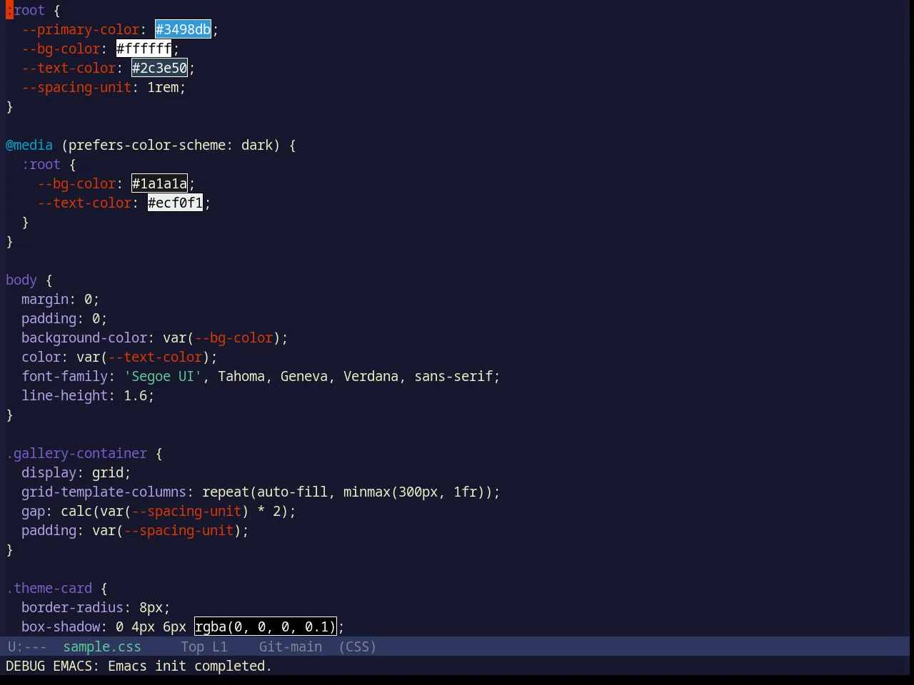 Base16 Spaceduck Theme in css-mode
