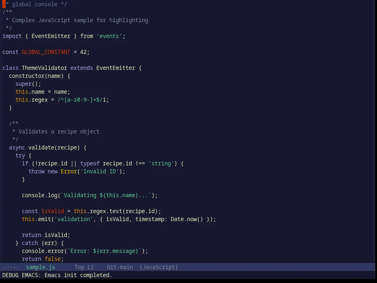 Base16 Spaceduck Theme in javascript-mode