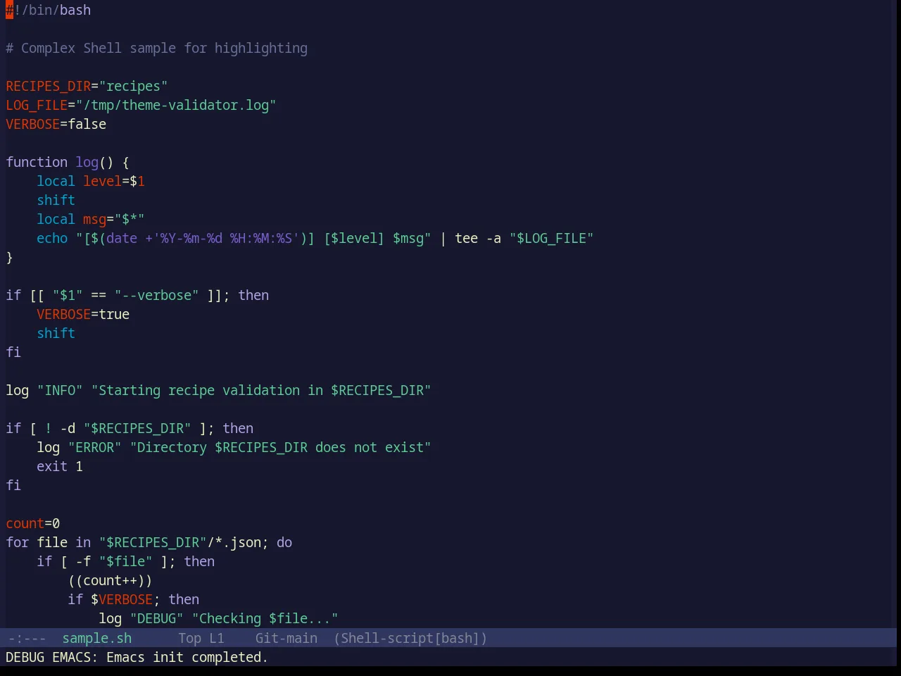 Base16 Spaceduck Theme in sh-mode