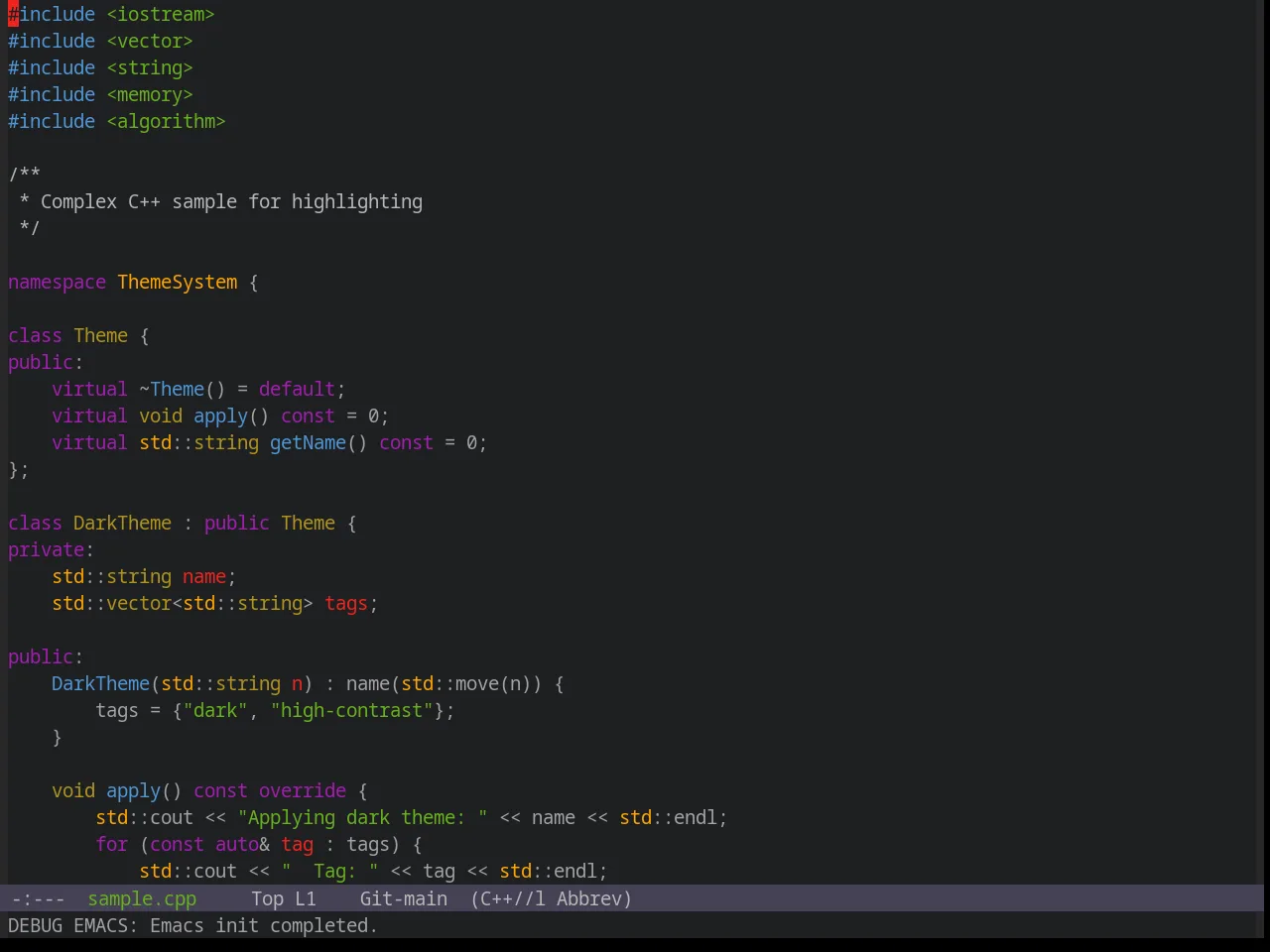 Base16 Spacemacs Theme in c++-mode