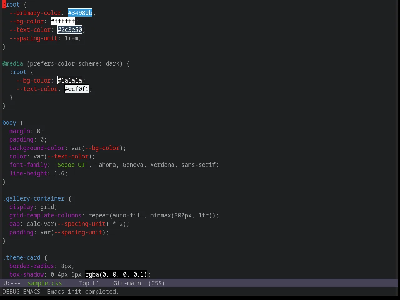 Base16 Spacemacs Theme in css-mode