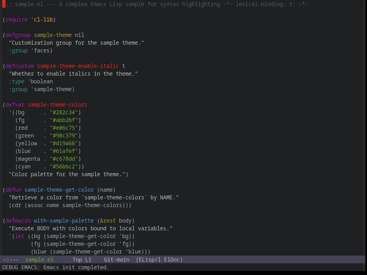 Base16 Spacemacs Theme in emacs-lisp-mode