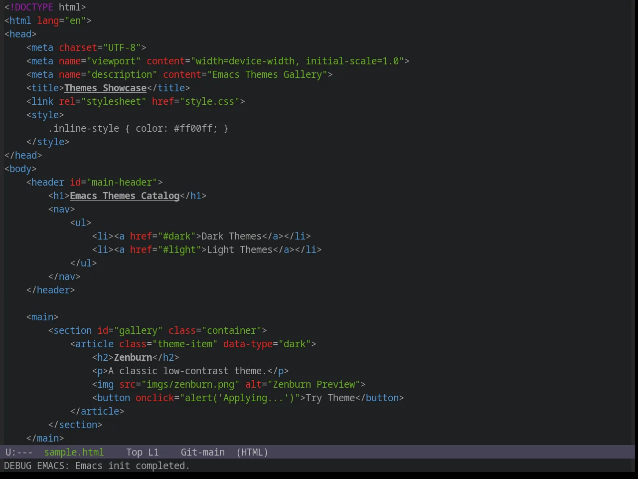 Base16 Spacemacs Theme in html-mode