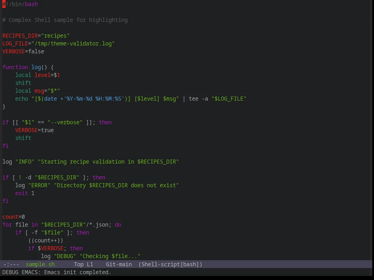Base16 Spacemacs Theme in sh-mode