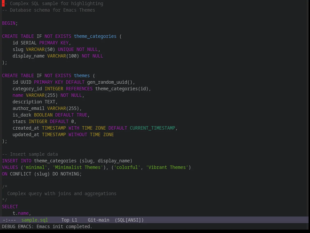 Base16 Spacemacs Theme in sql-mode