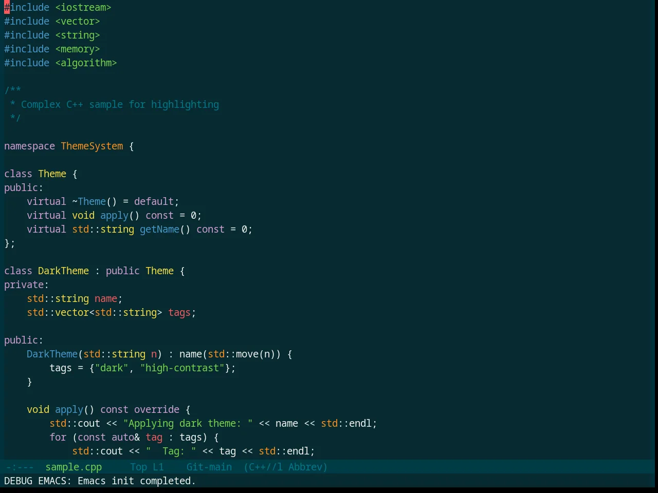 Base16 Sparky Theme in c++-mode