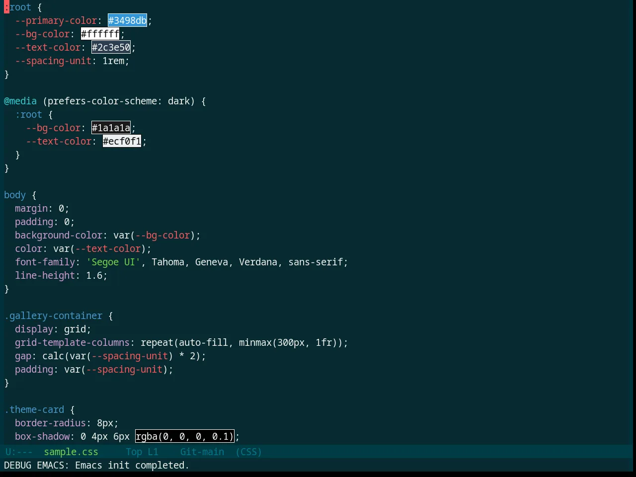 Base16 Sparky Theme in css-mode