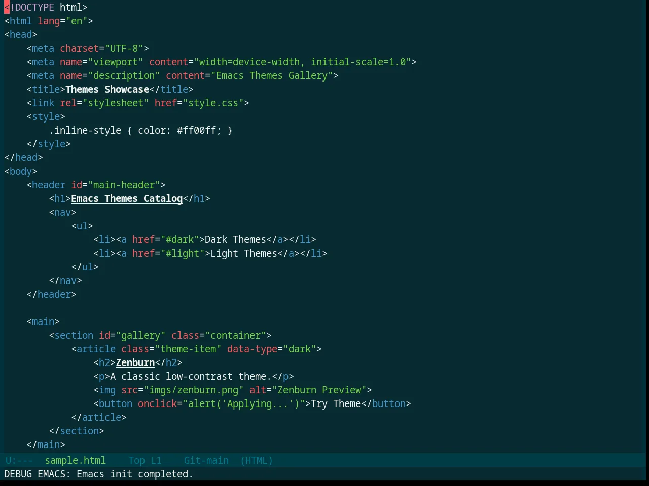 Base16 Sparky Theme in html-mode