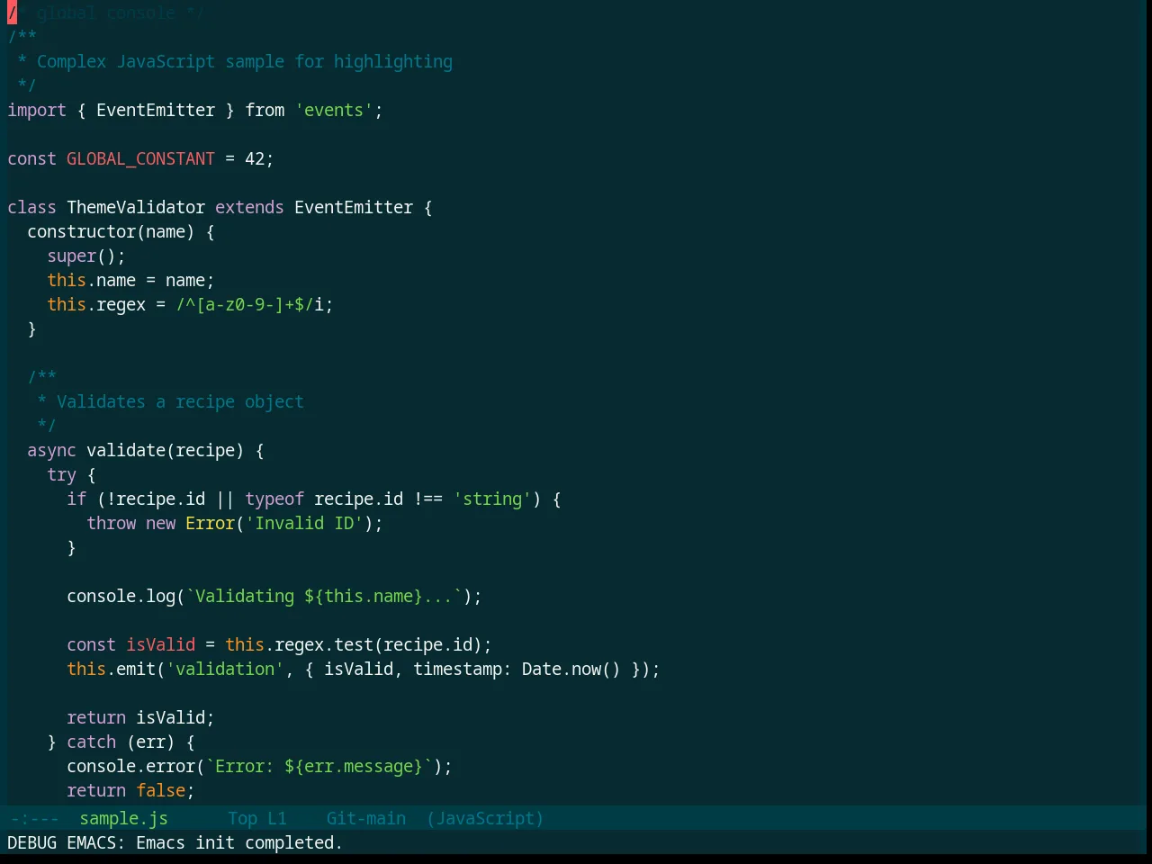 Base16 Sparky Theme in javascript-mode