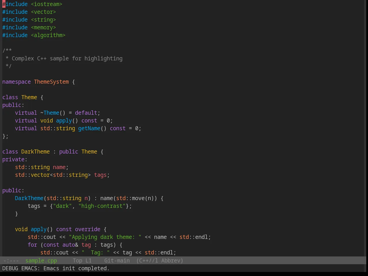 Base16 Standardized Dark Theme in c++-mode