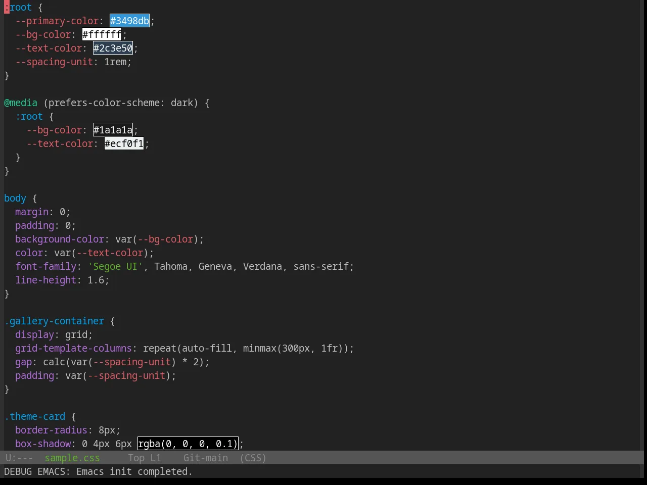 Base16 Standardized Dark Theme in css-mode