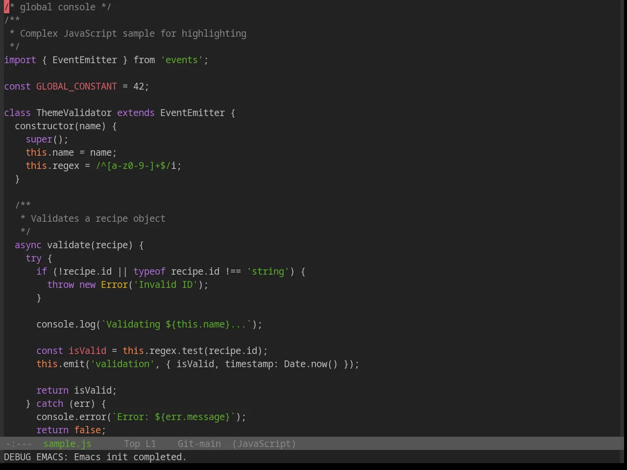 Base16 Standardized Dark Theme in javascript-mode