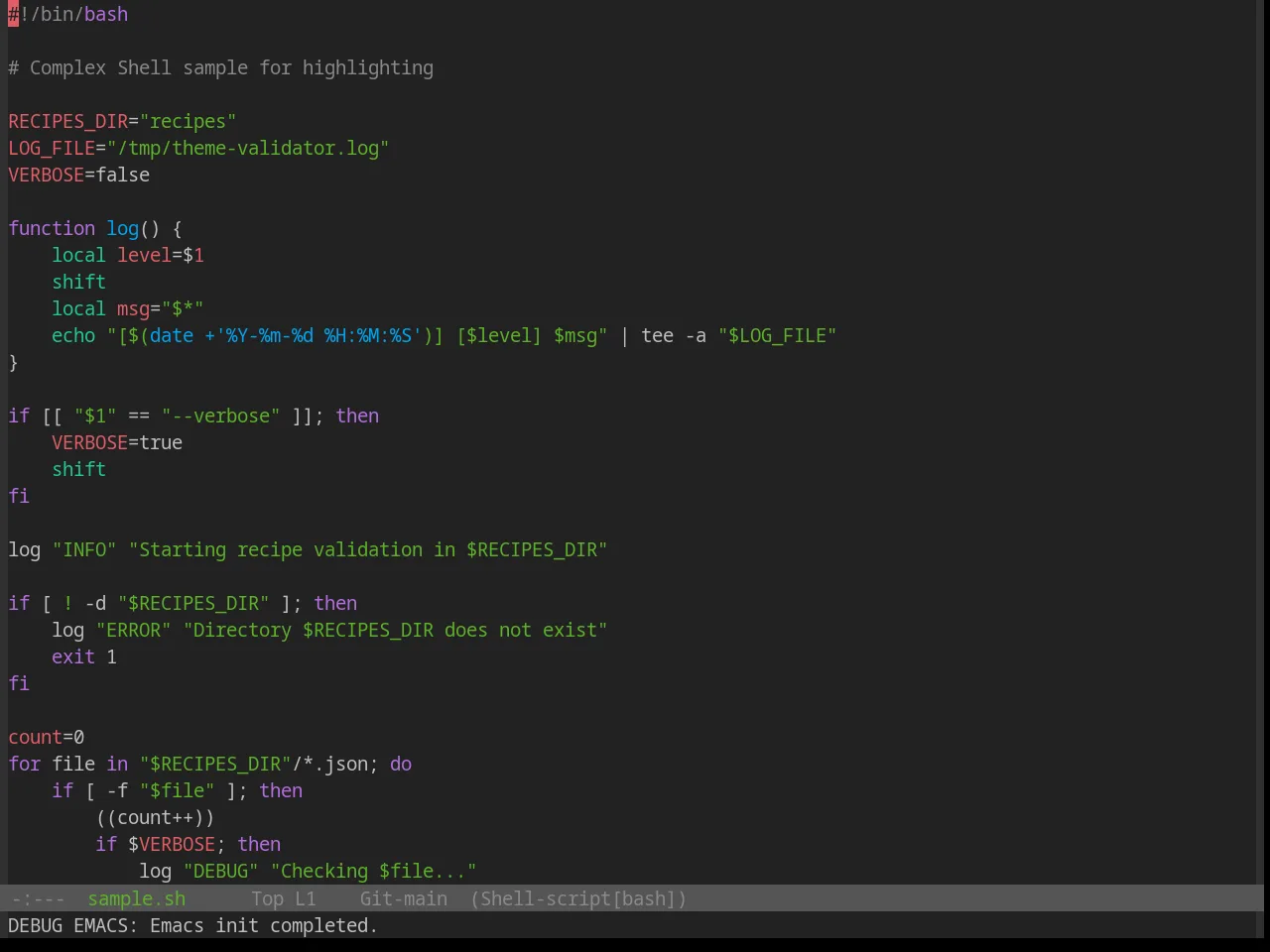 Base16 Standardized Dark Theme in sh-mode