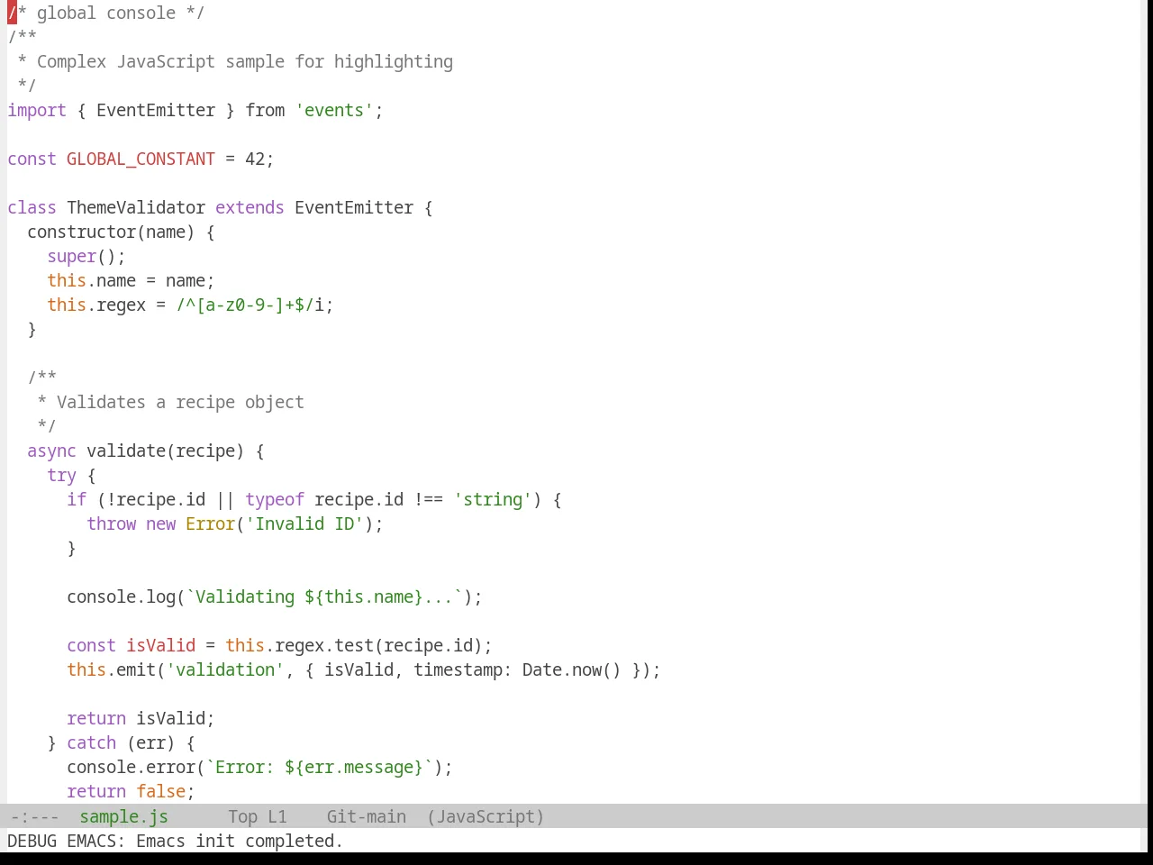 Base16 Standardized Light Theme in javascript-mode