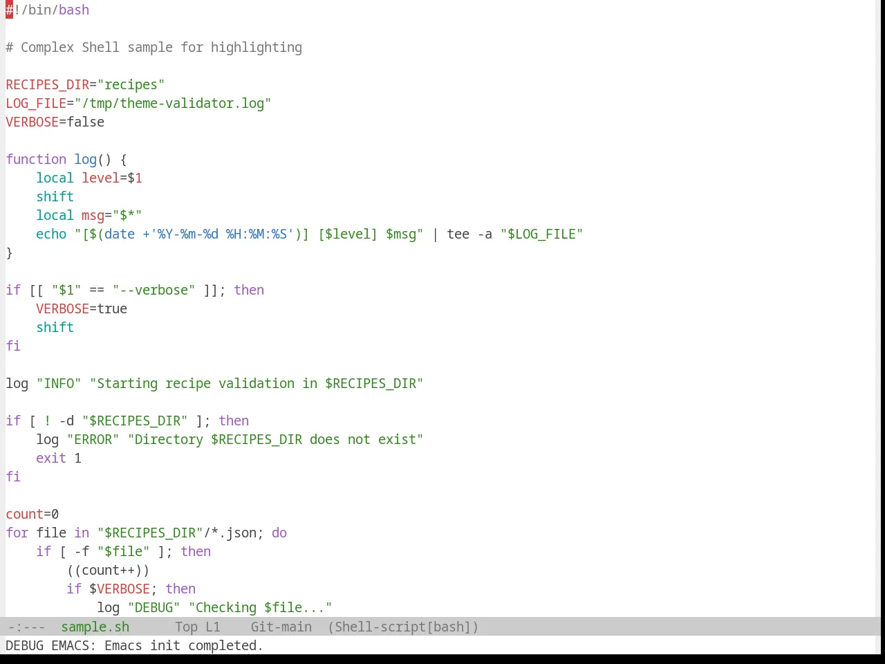 Base16 Standardized Light Theme in sh-mode