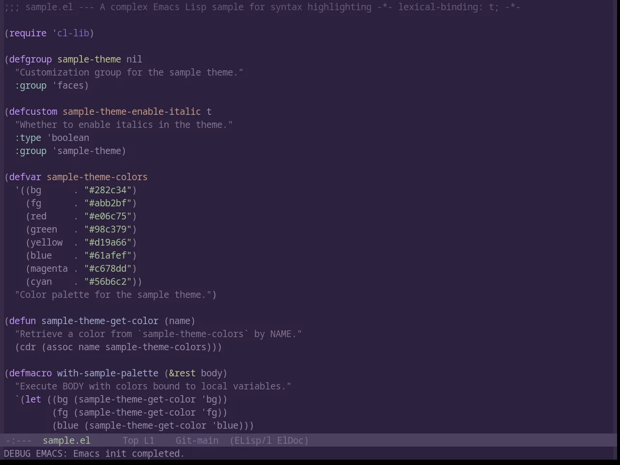Base16 Stella Theme in emacs-lisp-mode