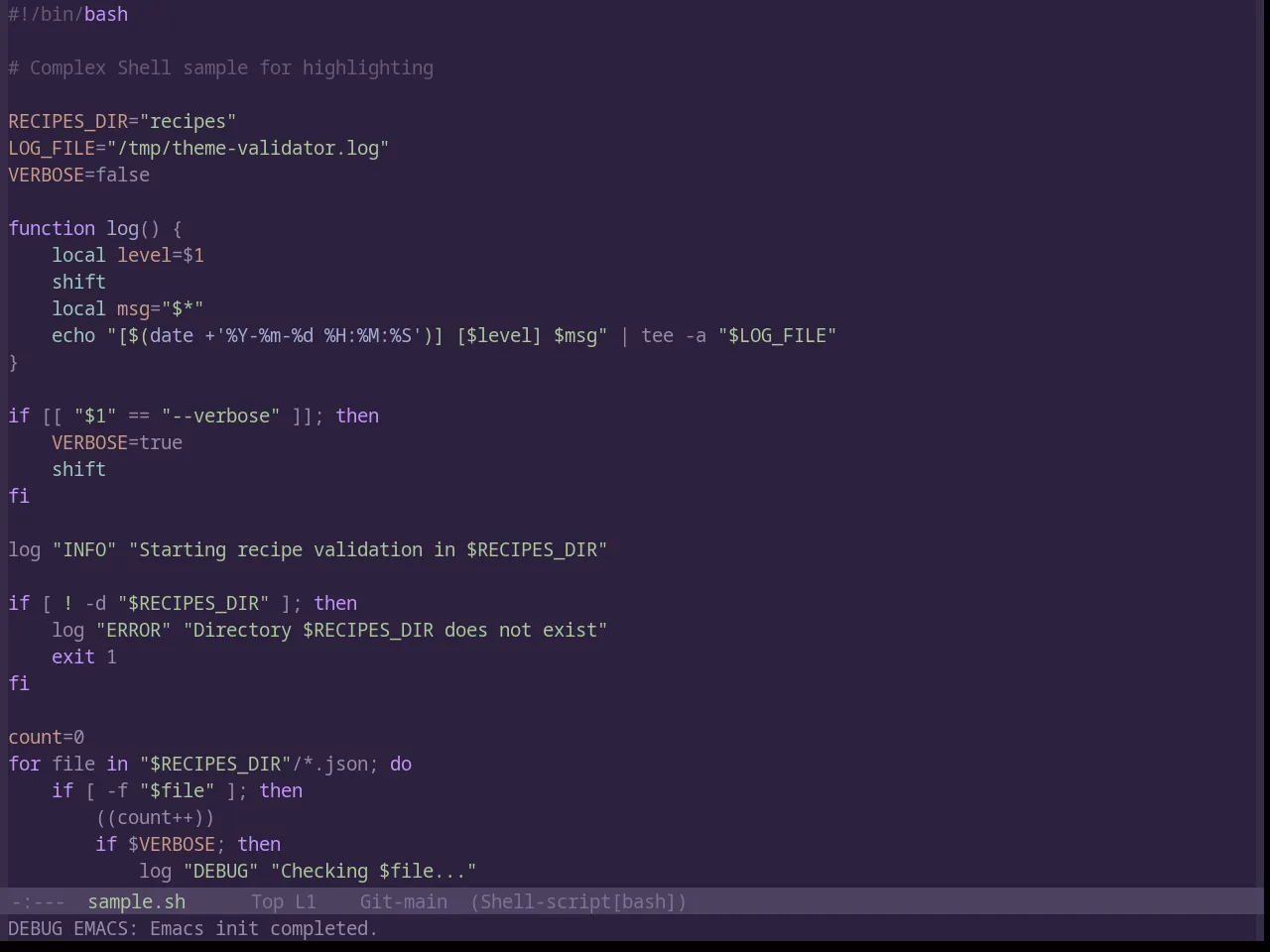 Base16 Stella Theme in sh-mode