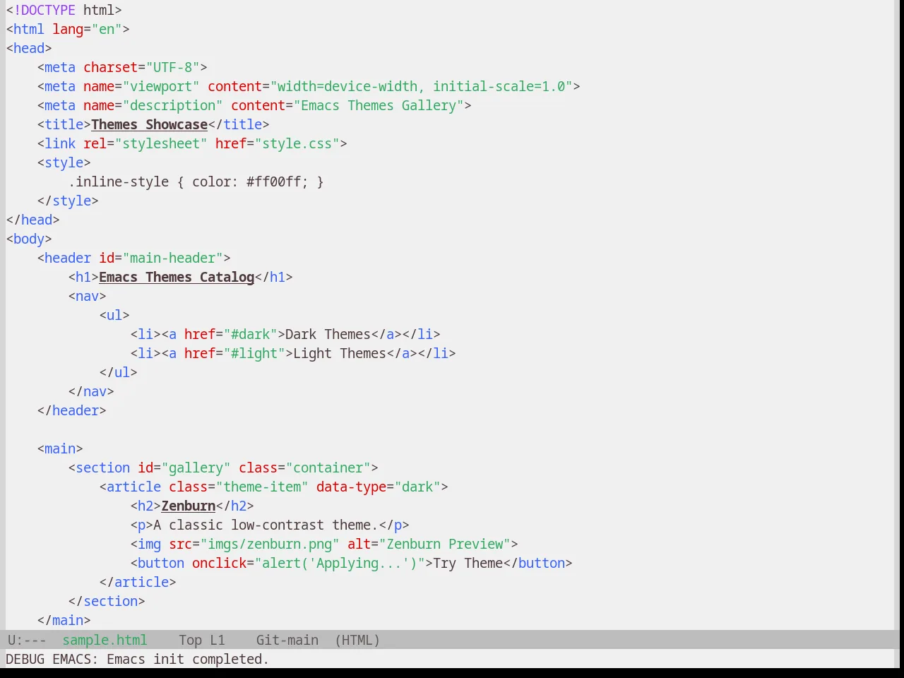 Base16 Still Alive Theme in html-mode