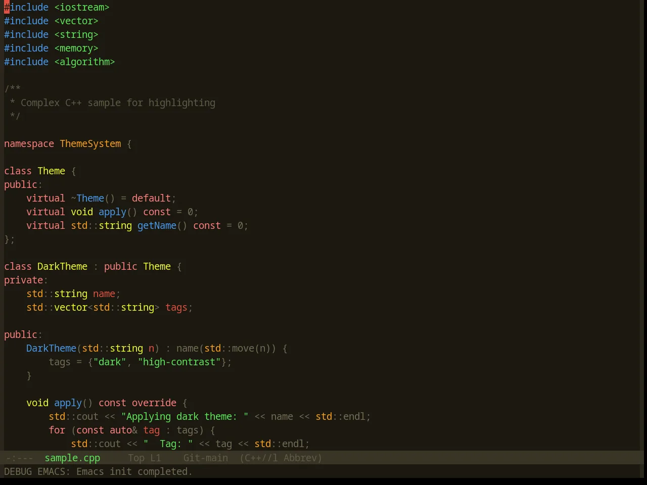 Base16 Summercamp Theme in c++-mode