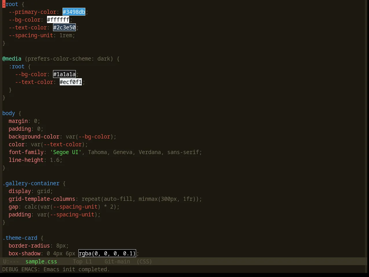 Base16 Summercamp Theme in css-mode