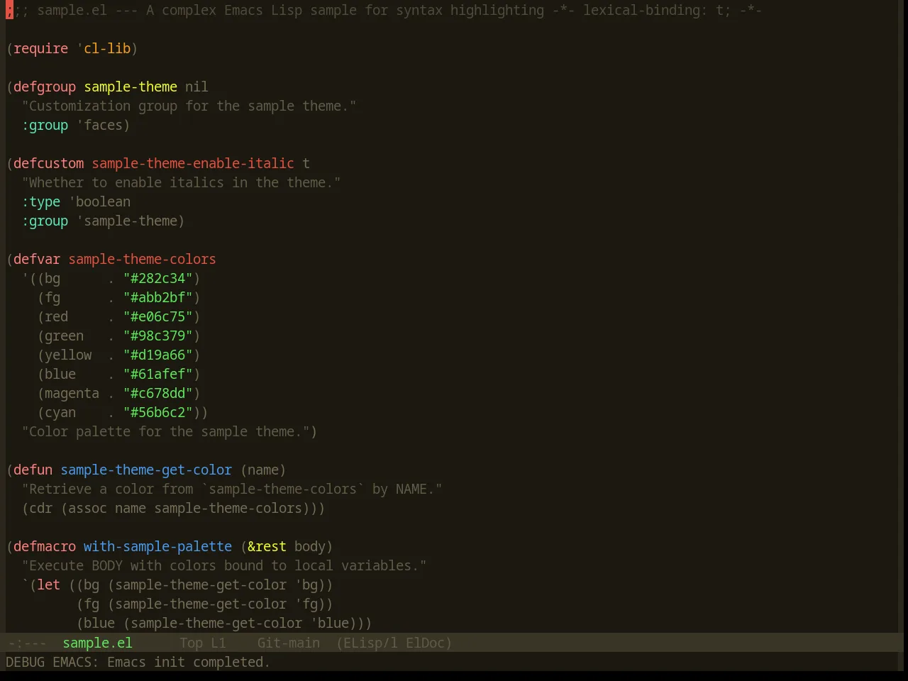 Base16 Summercamp Theme in emacs-lisp-mode