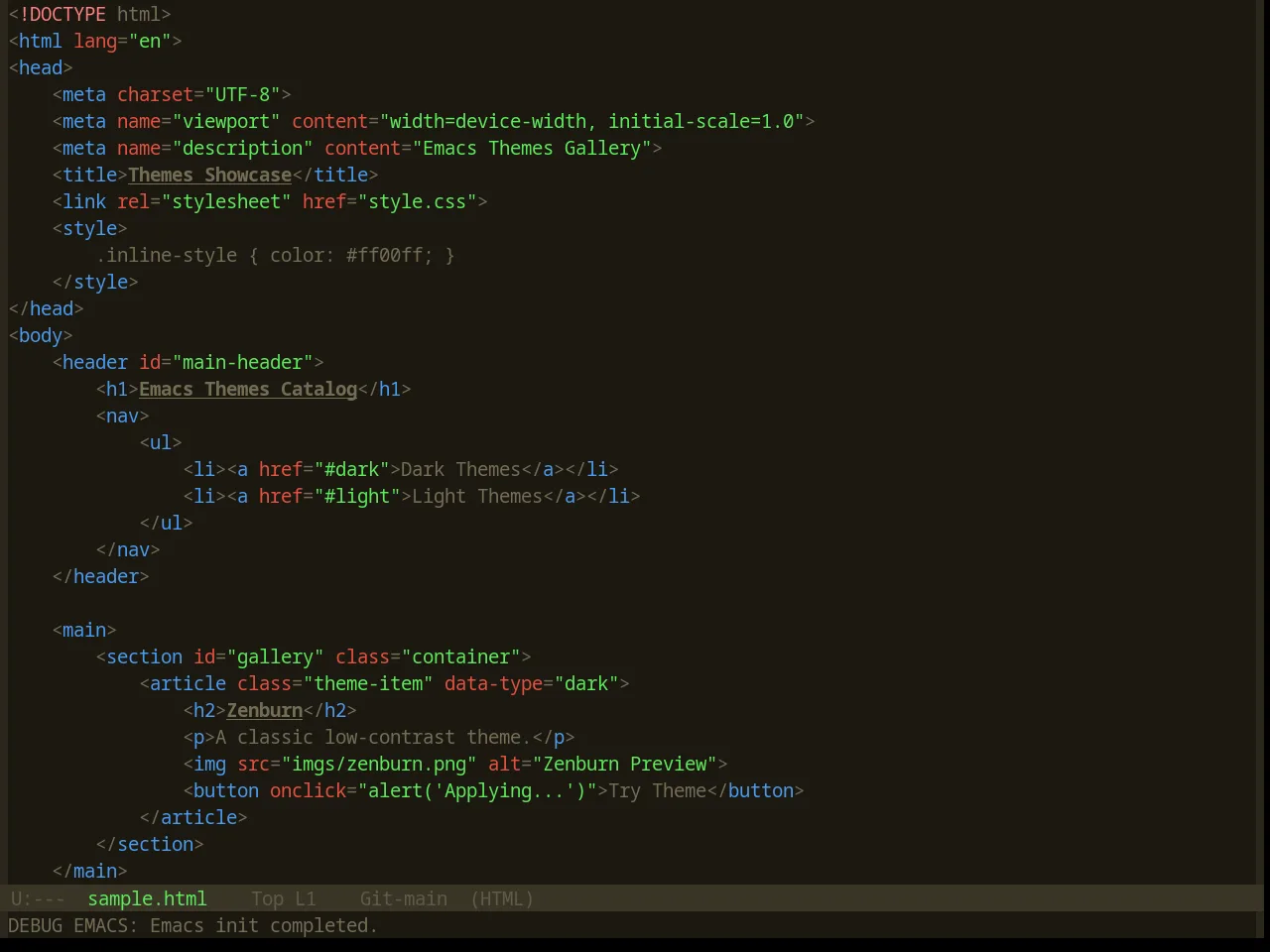 Base16 Summercamp Theme in html-mode