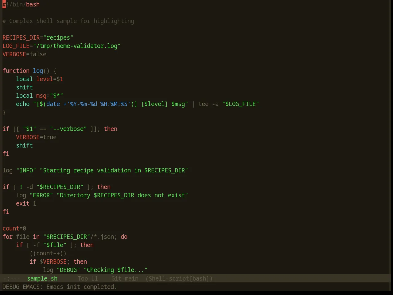 Base16 Summercamp Theme in sh-mode