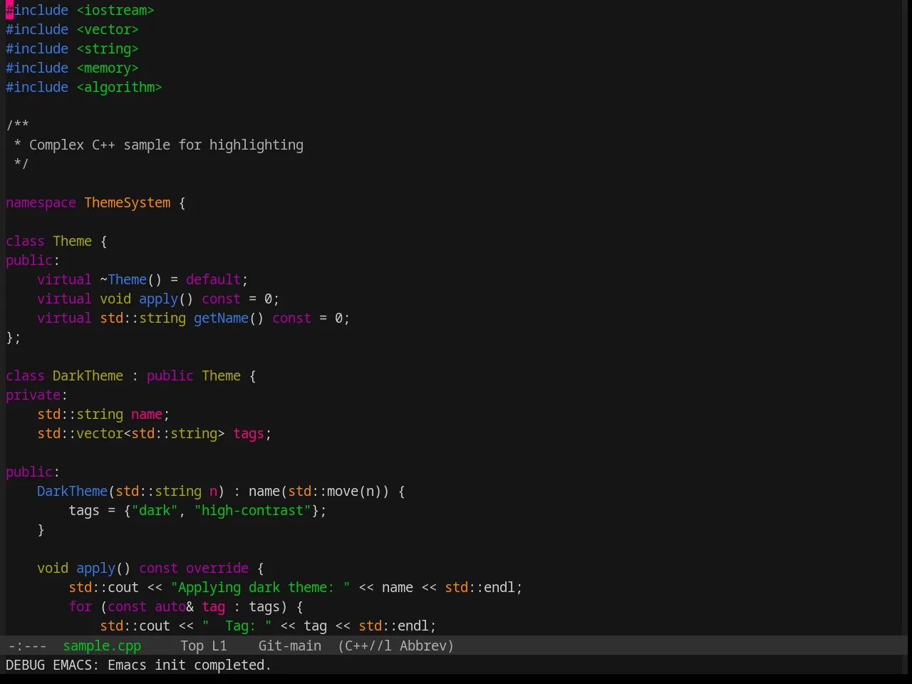 Base16 Summerfruit Dark Theme in c++-mode