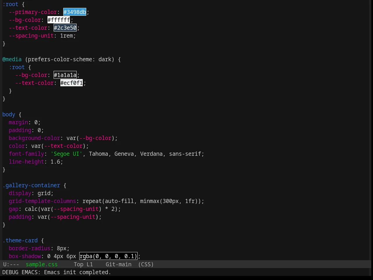 Base16 Summerfruit Dark Theme in css-mode