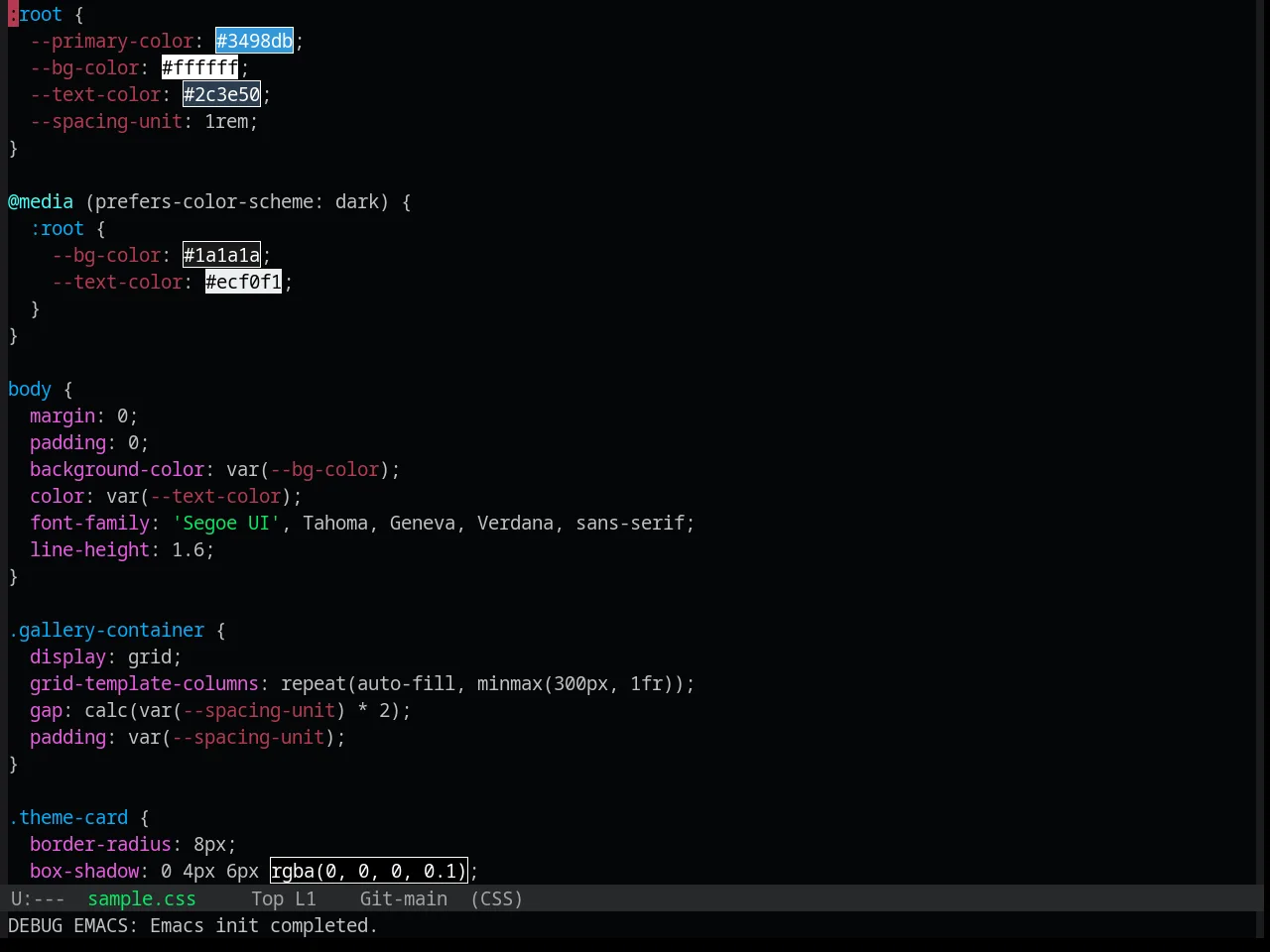 Base16 Synth Midnight Dark Theme in css-mode