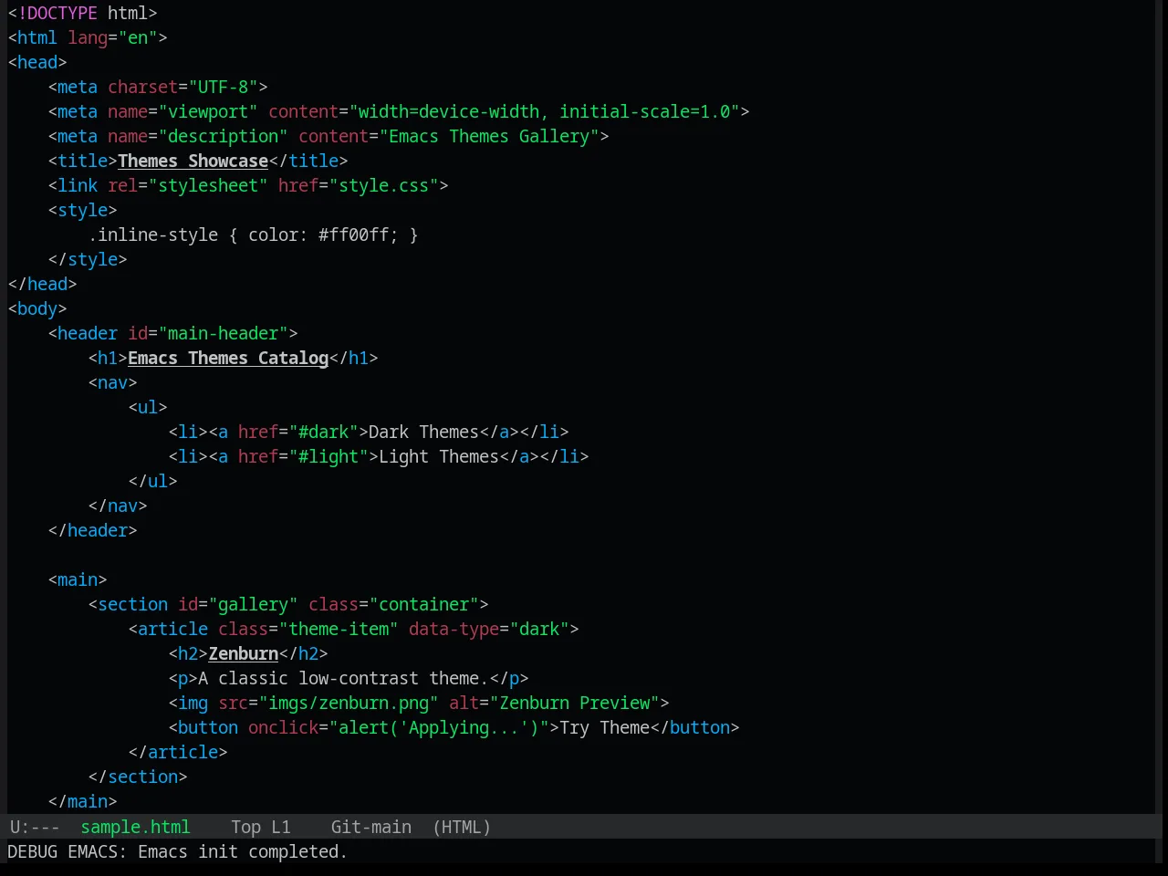 Base16 Synth Midnight Dark Theme in html-mode