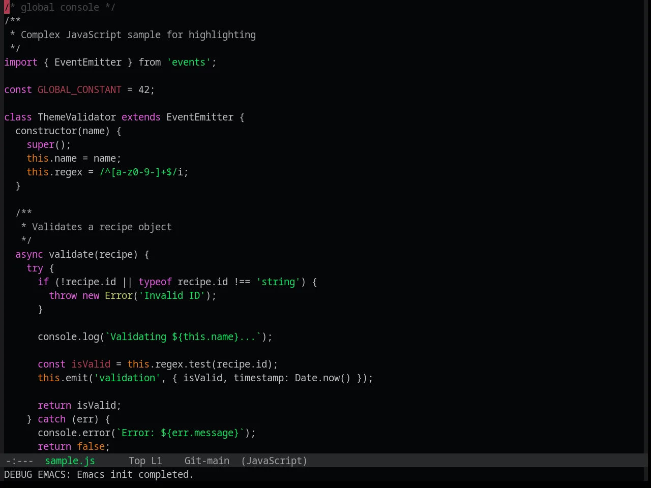 Base16 Synth Midnight Dark Theme in javascript-mode
