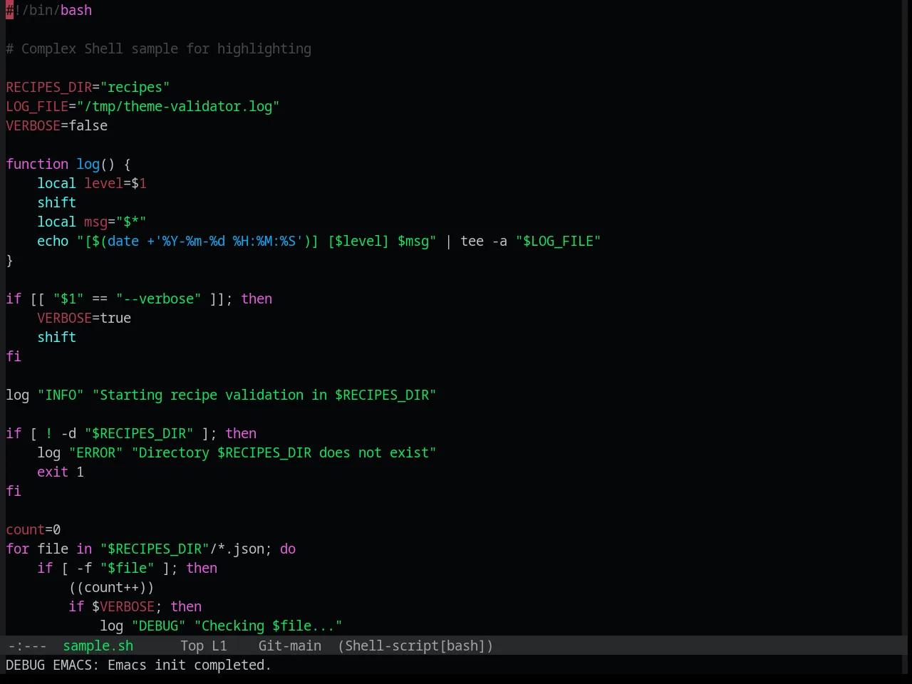 Base16 Synth Midnight Dark Theme in sh-mode