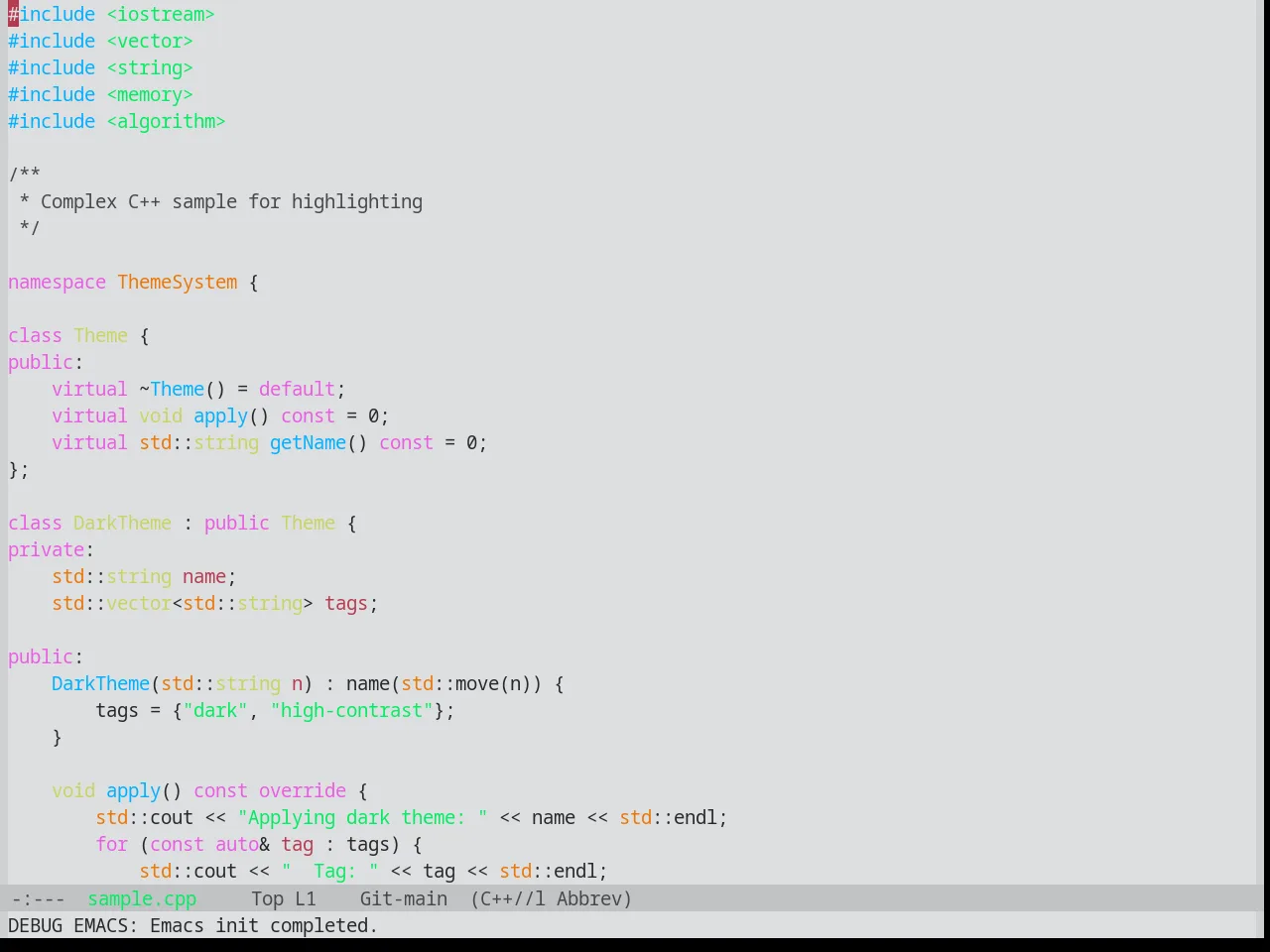 Base16 Synth Midnight Light Theme in c++-mode