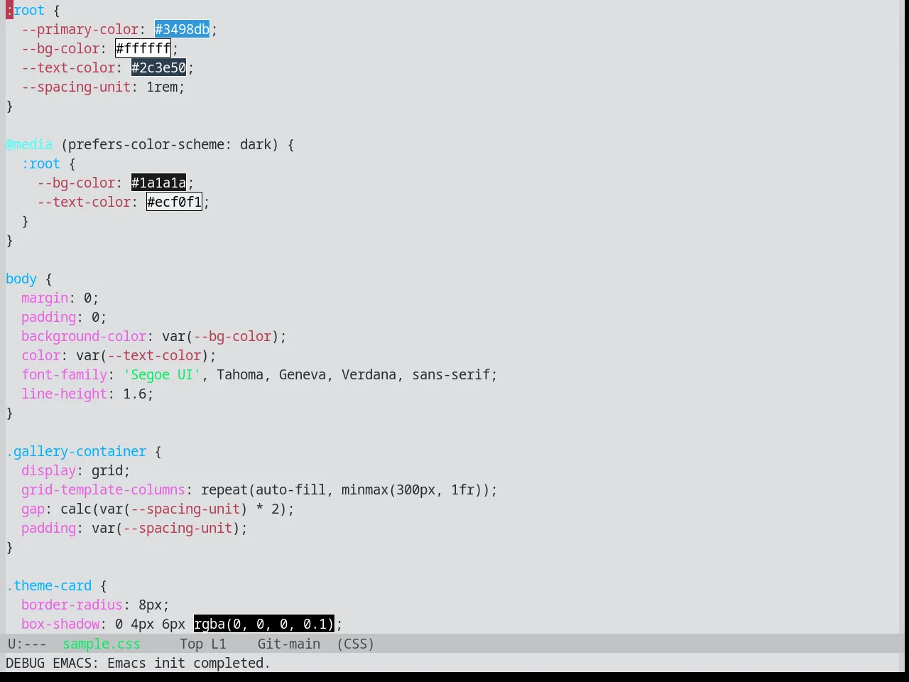 Base16 Synth Midnight Light Theme in css-mode