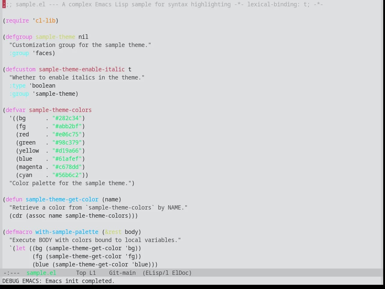 Base16 Synth Midnight Light Theme in emacs-lisp-mode