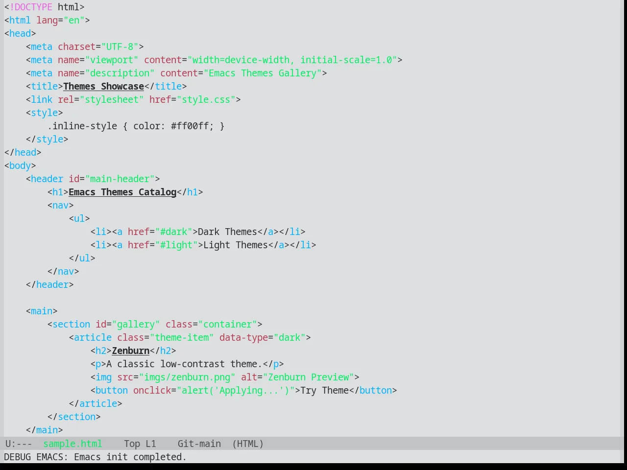 Base16 Synth Midnight Light Theme in html-mode