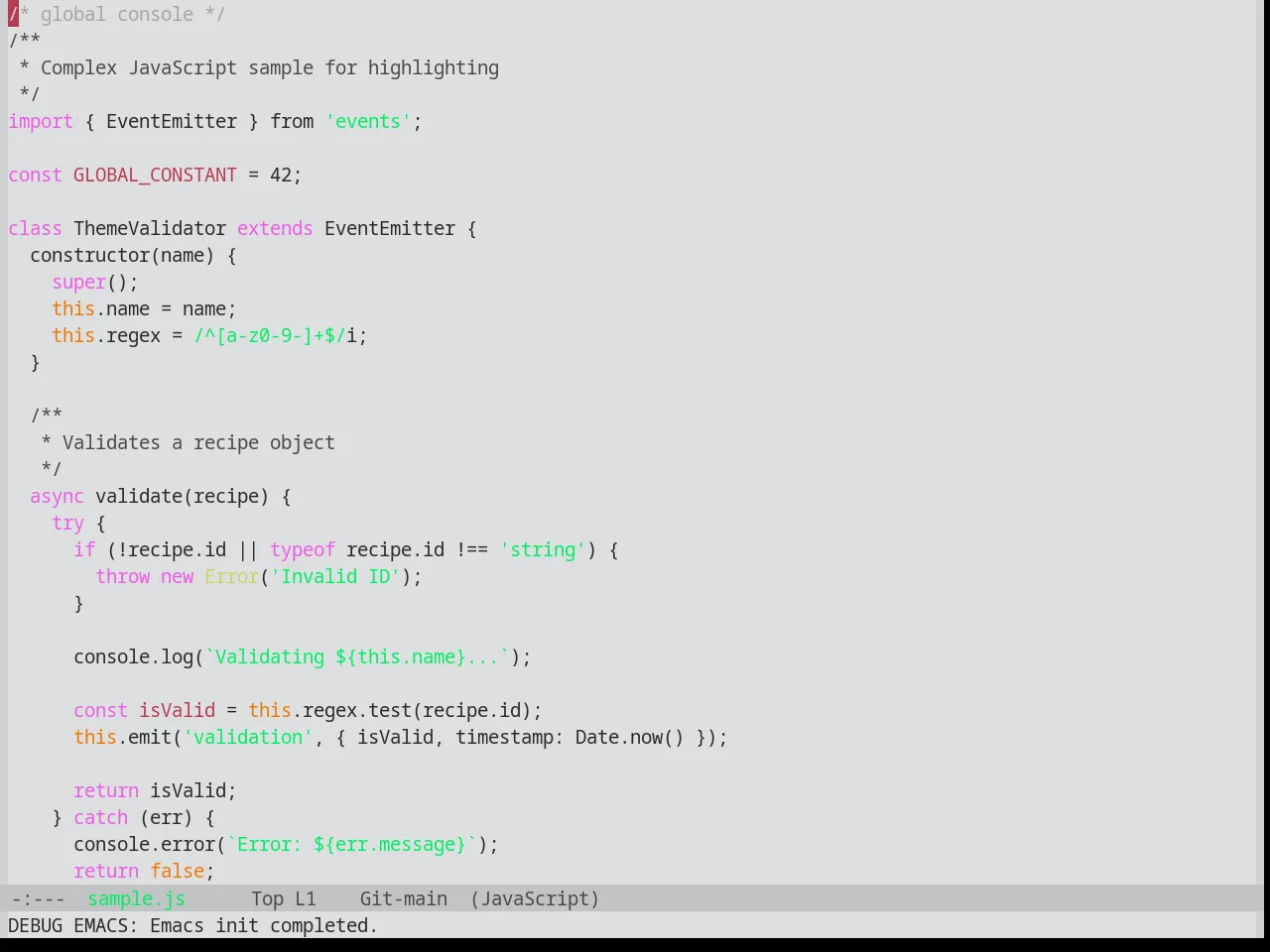 Base16 Synth Midnight Light Theme in javascript-mode