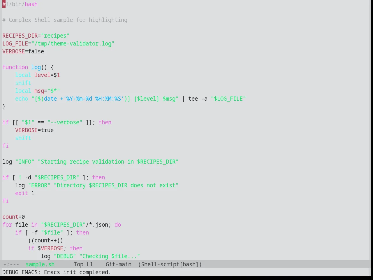 Base16 Synth Midnight Light Theme in sh-mode