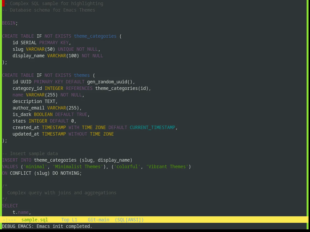 Base16 Tango Theme in sql-mode
