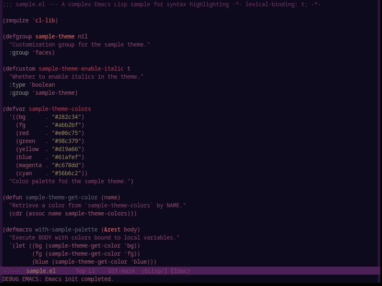 Base16 Tarot Theme in emacs-lisp-mode