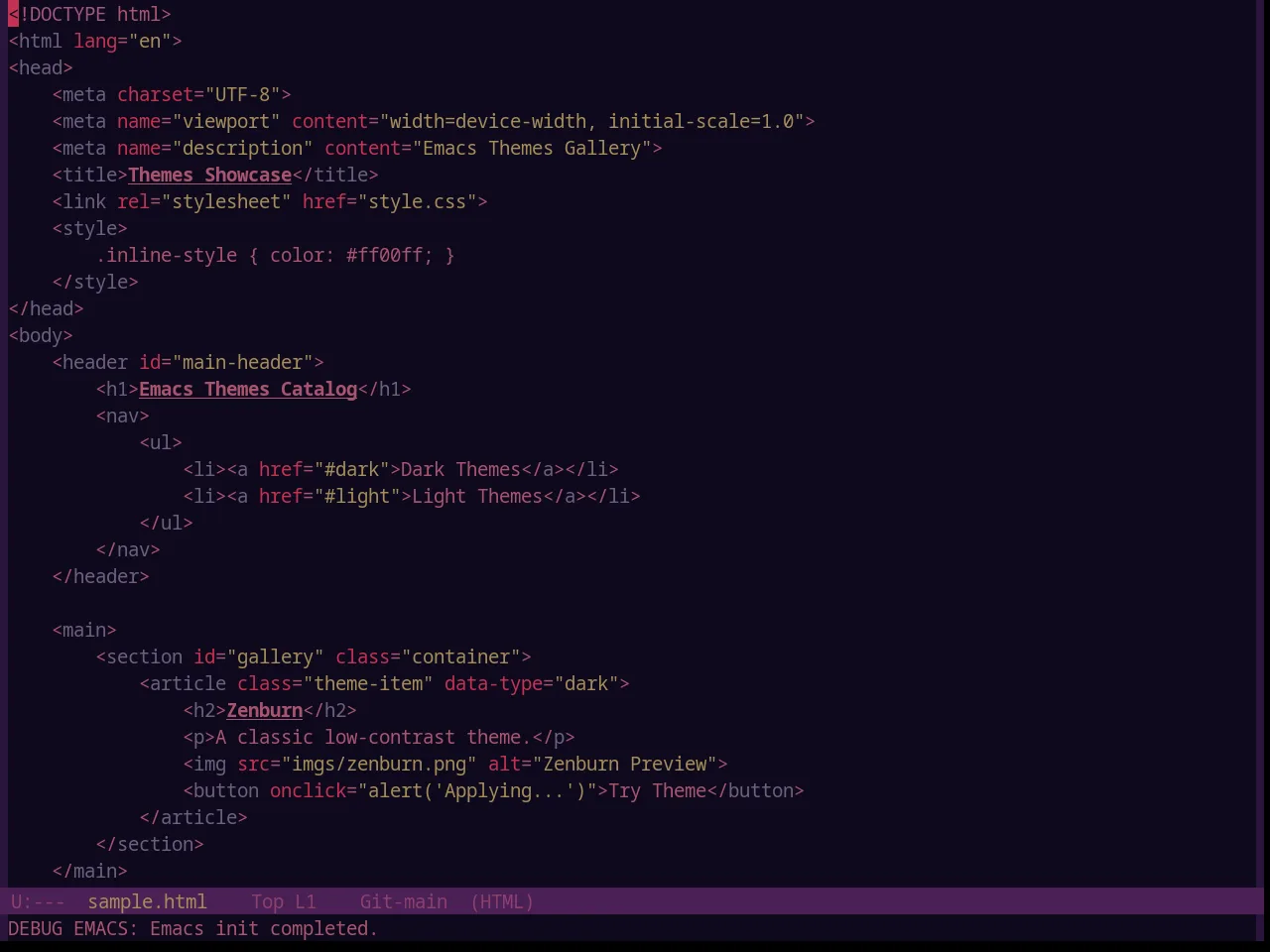 Base16 Tarot Theme in html-mode