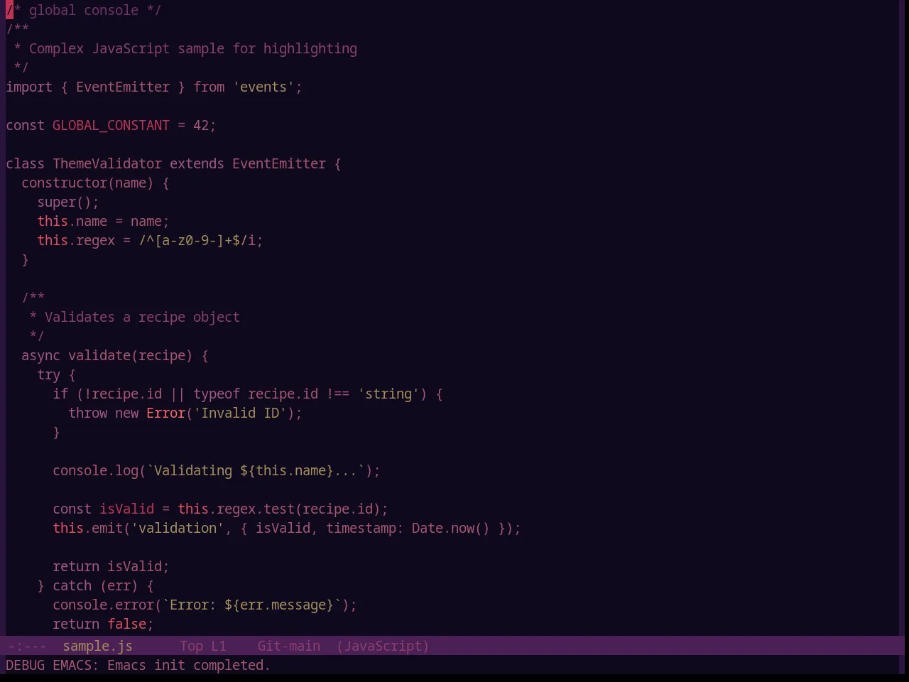 Base16 Tarot Theme in javascript-mode